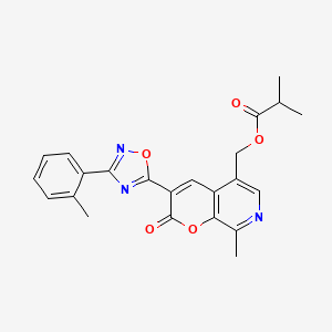 (8-methyl-2-oxo-3-(3-(o-tolyl)-1,2,4-oxadiazol-5-yl)-2H-pyrano[2,3-c]pyridin-5-yl)methyl isobutyrate