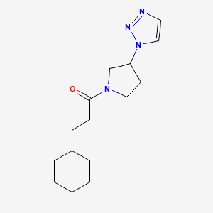 molecular formula C15H24N4O B2390907 1-(3-(1H-1,2,3-triazol-1-yl)pyrrolidin-1-yl)-3-cyclohexylpropan-1-one CAS No. 1795304-28-7