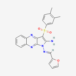(E)-3-((3,4-dimethylphenyl)sulfonyl)-N1-(furan-2-ylmethylene)-1H-pyrrolo[2,3-b]quinoxaline-1,2-diamine
