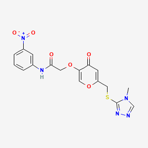 2-((6-(((4-methyl-4H-1,2,4-triazol-3-yl)thio)methyl)-4-oxo-4H-pyran-3-yl)oxy)-N-(3-nitrophenyl)acetamide