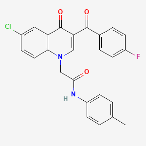 molecular formula C25H18ClFN2O3 B2390916 2-[6-chloro-3-(4-fluorobenzoyl)-4-oxoquinolin-1(4H)-yl]-N-(4-methylphenyl)acetamide CAS No. 895639-43-7