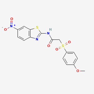 molecular formula C16H13N3O6S2 B2390931 2-((4-methoxyphenyl)sulfonyl)-N-(6-nitrobenzo[d]thiazol-2-yl)acetamide CAS No. 941988-32-5
