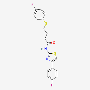 molecular formula C19H16F2N2OS2 B2390934 N-(4-(4-fluorophenyl)thiazol-2-yl)-4-((4-fluorophenyl)thio)butanamide CAS No. 922987-69-7