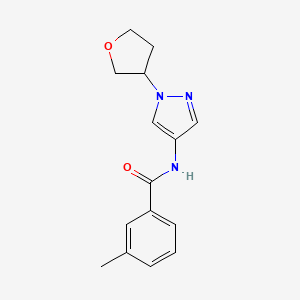 molecular formula C15H17N3O2 B2390938 3-methyl-N-(1-(tetrahydrofuran-3-yl)-1H-pyrazol-4-yl)benzamide CAS No. 1797318-34-3