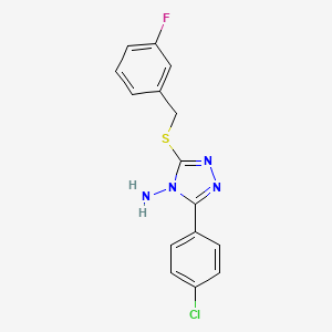 molecular formula C15H12ClFN4S B2390964 3-(4-Chlorophenyl)-5-((3-fluorobenzyl)thio)-4H-1,2,4-triazol-4-amine CAS No. 573972-58-4