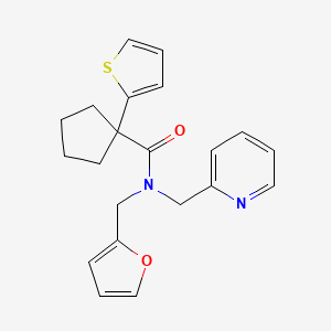 N-(furan-2-ylmethyl)-N-(pyridin-2-ylmethyl)-1-(thiophen-2-yl)cyclopentanecarboxamide