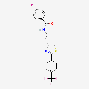molecular formula C19H14F4N2OS B2390971 4-fluoro-N-(2-(2-(4-(trifluoromethyl)phenyl)thiazol-4-yl)ethyl)benzamide CAS No. 896606-30-7