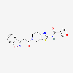 molecular formula C20H16N4O4S B2390978 N-(5-(2-(苯并[d]异恶唑-3-酰基)-4,5,6,7-四氢噻唑并[5,4-c]吡啶-2-基)呋喃-3-甲酰胺 CAS No. 1448076-84-3