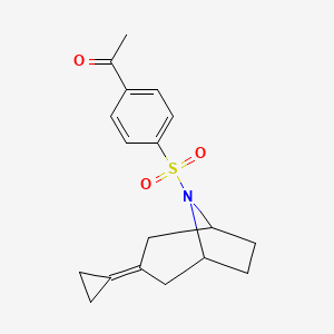 molecular formula C18H21NO3S B2390983 1-[4-({3-环丙叉亚甲基-8-氮杂双环[3.2.1]辛烷-8-基}磺酰基)苯基]乙酮 CAS No. 2191266-40-5