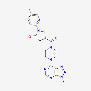 molecular formula C21H24N8O2 B2390992 4-(4-(3-methyl-3H-[1,2,3]triazolo[4,5-d]pyrimidin-7-yl)piperazine-1-carbonyl)-1-(p-tolyl)pyrrolidin-2-one CAS No. 1060208-78-7