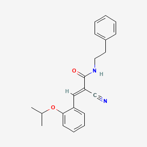 molecular formula C21H22N2O2 B2390999 (2E)-2-cyano-N-(2-phenylethyl)-3-[2-(propan-2-yloxy)phenyl]prop-2-enamide CAS No. 444279-39-4