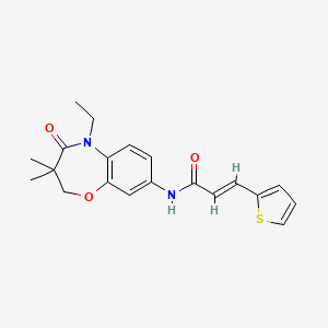 (E)-N-(5-ethyl-3,3-dimethyl-4-oxo-2,3,4,5-tetrahydrobenzo[b][1,4]oxazepin-8-yl)-3-(thiophen-2-yl)acrylamide