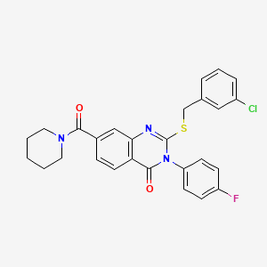 2-[(3-chlorobenzyl)thio]-3-(4-fluorophenyl)-7-(piperidin-1-ylcarbonyl)quinazolin-4(3H)-one