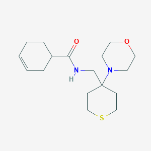 molecular formula C17H28N2O2S B2391017 N-[(4-Morpholin-4-ylthian-4-yl)methyl]cyclohex-3-ene-1-carboxamide CAS No. 2380145-48-0