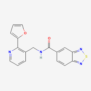 molecular formula C17H12N4O2S B2391020 N-((2-(furan-2-yl)pyridin-3-yl)methyl)benzo[c][1,2,5]thiadiazole-5-carboxamide CAS No. 2034344-26-6