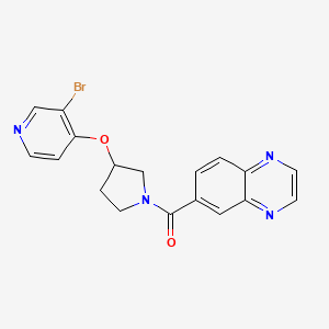 molecular formula C18H15BrN4O2 B2391024 [3-(3-Bromopyridin-4-yl)oxypyrrolidin-1-yl]-quinoxalin-6-ylmethanone CAS No. 2380081-79-6