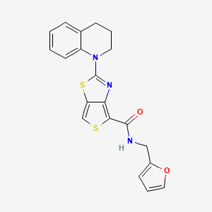 molecular formula C20H17N3O2S2 B2391031 2-(3,4-二氢喹啉-1(2H)-基)-N-(呋喃-2-基甲基)噻吩并[3,4-d]噻唑-4-甲酰胺 CAS No. 2034514-00-4