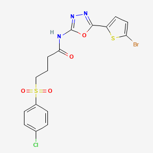 molecular formula C16H13BrClN3O4S2 B2391037 N-(5-(5-bromothiophen-2-yl)-1,3,4-oxadiazol-2-yl)-4-((4-chlorophenyl)sulfonyl)butanamide CAS No. 1021131-97-4
