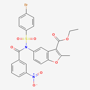 molecular formula C25H19BrN2O8S B2391038 ethyl 5-(N-((4-bromophenyl)sulfonyl)-3-nitrobenzamido)-2-methylbenzofuran-3-carboxylate CAS No. 397287-65-9