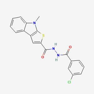 molecular formula C19H14ClN3O2S B2391048 N'-(3-chlorobenzoyl)-8-methyl-8H-thieno[2,3-b]indole-2-carbohydrazide CAS No. 477869-02-6