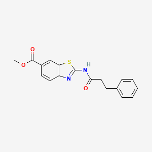 molecular formula C18H16N2O3S B2391050 Methyl 2-(3-phenylpropanamido)benzo[d]thiazole-6-carboxylate CAS No. 888409-12-9