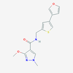 molecular formula C15H15N3O3S B2391056 N-[[4-(Furan-3-yl)thiophen-2-yl]methyl]-3-methoxy-1-methylpyrazole-4-carboxamide CAS No. 2379978-54-6
