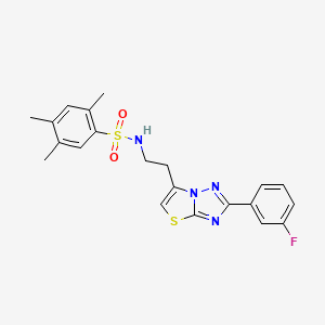 molecular formula C21H21FN4O2S2 B2391058 N-(2-(2-(3-fluorophenyl)thiazolo[3,2-b][1,2,4]triazol-6-yl)ethyl)-2,4,5-trimethylbenzenesulfonamide CAS No. 946358-07-2