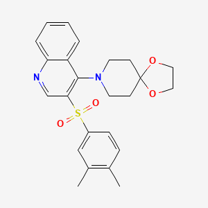 molecular formula C24H26N2O4S B2391063 8-[3-(3,4-Dimethylphenyl)sulfonylquinolin-4-yl]-1,4-dioxa-8-azaspiro[4.5]decane CAS No. 872208-45-2