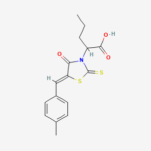 molecular formula C16H17NO3S2 B2391070 2-[(5Z)-5-[(4-methylphenyl)methylidene]-4-oxo-2-sulfanylidene-1,3-thiazolidin-3-yl]pentanoic acid CAS No. 300826-80-6