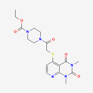 molecular formula C18H23N5O5S B2391071 Ethyl 4-(2-((1,3-dimethyl-2,4-dioxo-1,2,3,4-tetrahydropyrido[2,3-d]pyrimidin-5-yl)thio)acetyl)piperazine-1-carboxylate CAS No. 900005-24-5