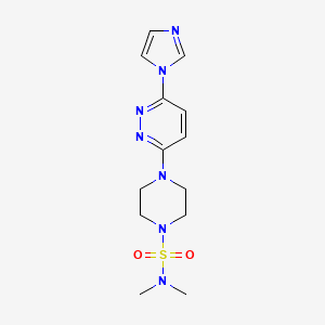 molecular formula C13H19N7O2S B2391076 4-(6-(1H-imidazol-1-yl)pyridazin-3-yl)-N,N-dimethylpiperazine-1-sulfonamide CAS No. 1351591-96-2