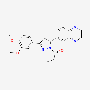 1-(3-(3,4-dimethoxyphenyl)-5-(quinoxalin-6-yl)-4,5-dihydro-1H-pyrazol-1-yl)-2-methylpropan-1-one