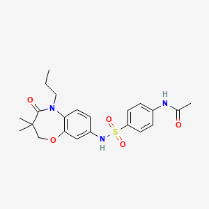 molecular formula C22H27N3O5S B2391094 N-(4-(N-(3,3-dimethyl-4-oxo-5-propyl-2,3,4,5-tetrahydrobenzo[b][1,4]oxazepin-8-yl)sulfamoyl)phenyl)acetamide CAS No. 922124-08-1