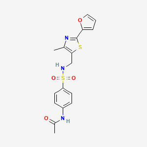 molecular formula C17H17N3O4S2 B2391100 N-(4-(N-((2-(呋喃-2-基)-4-甲基噻唑-5-基)甲基)磺酰胺)苯基)乙酰胺 CAS No. 1421468-59-8