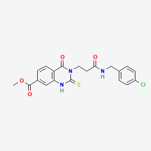 molecular formula C20H18ClN3O4S B2391104 3-(3-((4-氯苄基)氨基)-3-氧代丙基)-4-氧代-2-硫代-1,2,3,4-四氢喹唑啉-7-羧酸甲酯 CAS No. 946253-55-0