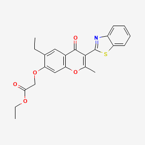 molecular formula C23H21NO5S B2391108 Ethyl 2-(3-benzothiazol-2-yl-6-ethyl-2-methyl-4-oxochromen-7-yloxy)acetate CAS No. 301682-49-5