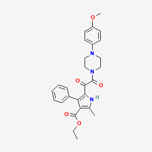 molecular formula C27H29N3O5 B2391118 ethyl 5-(2-(4-(4-methoxyphenyl)piperazin-1-yl)-2-oxoacetyl)-2-methyl-4-phenyl-1H-pyrrole-3-carboxylate CAS No. 1105204-85-0