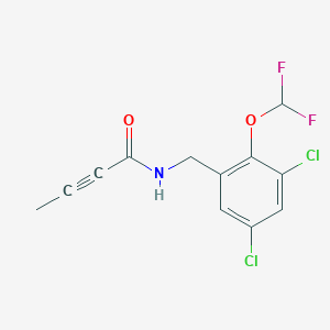 molecular formula C12H9Cl2F2NO2 B2391120 N-{[3,5-dichloro-2-(difluoromethoxy)phenyl]methyl}but-2-ynamide CAS No. 1808639-80-6