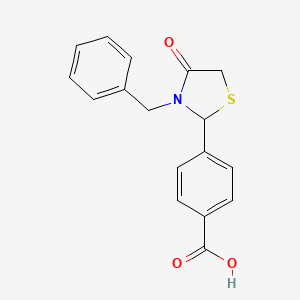molecular formula C17H15NO3S B2391124 4-(3-Benzyl-4-oxo-1,3-thiazolidin-2-yl)benzoic acid CAS No. 298216-87-2