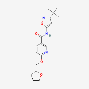 molecular formula C18H23N3O4 B2391126 N-(3-(tert-butyl)isoxazol-5-yl)-6-((tetrahydrofuran-2-yl)methoxy)nicotinamide CAS No. 2034299-89-1
