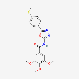 molecular formula C19H19N3O5S B2391128 3,4,5-trimethoxy-N-[5-(4-methylsulfanylphenyl)-1,3,4-oxadiazol-2-yl]benzamide CAS No. 886916-92-3