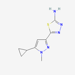 molecular formula C9H11N5S B2391129 5-(5-Cyclopropyl-1-methylpyrazol-3-yl)-1,3,4-thiadiazol-2-amine CAS No. 1946817-70-4
