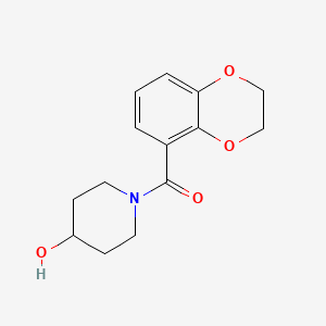 molecular formula C14H17NO4 B2391142 (2,3-Dihydrobenzo[b][1,4]dioxin-5-yl)(4-hydroxypiperidin-1-yl)methanone CAS No. 1154969-99-9