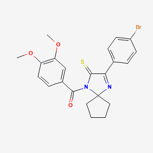 molecular formula C22H21BrN2O3S B2391143 3-(4-Bromophenyl)-1-(3,4-dimethoxybenzoyl)-1,4-diazaspiro[4.4]non-3-ene-2-thione CAS No. 899911-00-3