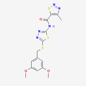 molecular formula C15H15N5O3S3 B2391147 N-(5-((3,5-二甲氧基苄基)硫)-1,3,4-噻二唑-2-基)-4-甲基-1,2,3-噻二唑-5-甲酰胺 CAS No. 1351595-56-6