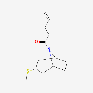 molecular formula C13H21NOS B2391150 1-((1R,5S)-3-(methylthio)-8-azabicyclo[3.2.1]octan-8-yl)pent-4-en-1-one CAS No. 1705337-60-5