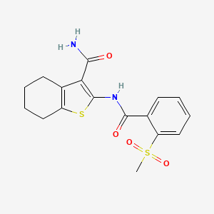 molecular formula C17H18N2O4S2 B2391153 2-(2-(Methylsulfonyl)benzamido)-4,5,6,7-tetrahydrobenzo[b]thiophene-3-carboxamide CAS No. 896364-25-3