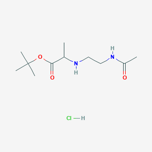 molecular formula C11H23ClN2O3 B2391160 Tert-butyl 2-[(2-acetamidoethyl)amino]propanoate hydrochloride CAS No. 1485734-35-7