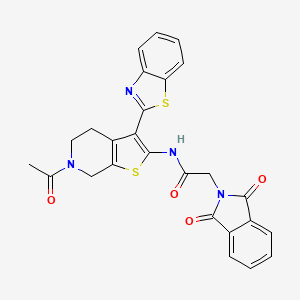 molecular formula C26H20N4O4S2 B2391161 N-(6-acetyl-3-(benzo[d]thiazol-2-yl)-4,5,6,7-tetrahydrothieno[2,3-c]pyridin-2-yl)-2-(1,3-dioxoisoindolin-2-yl)acetamide CAS No. 864859-64-3