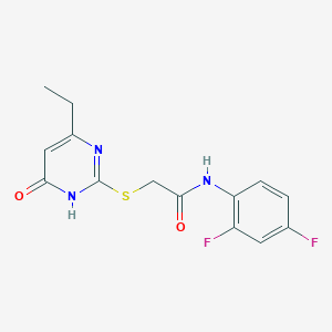 molecular formula C14H13F2N3O2S B2391170 N-(2,4-difluorophenyl)-2-((4-ethyl-6-oxo-1,6-dihydropyrimidin-2-yl)thio)acetamide CAS No. 899743-97-6